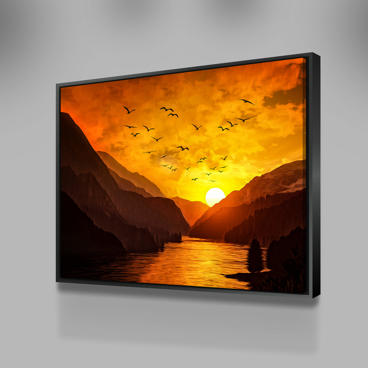 Flock at Sunset Wall Art