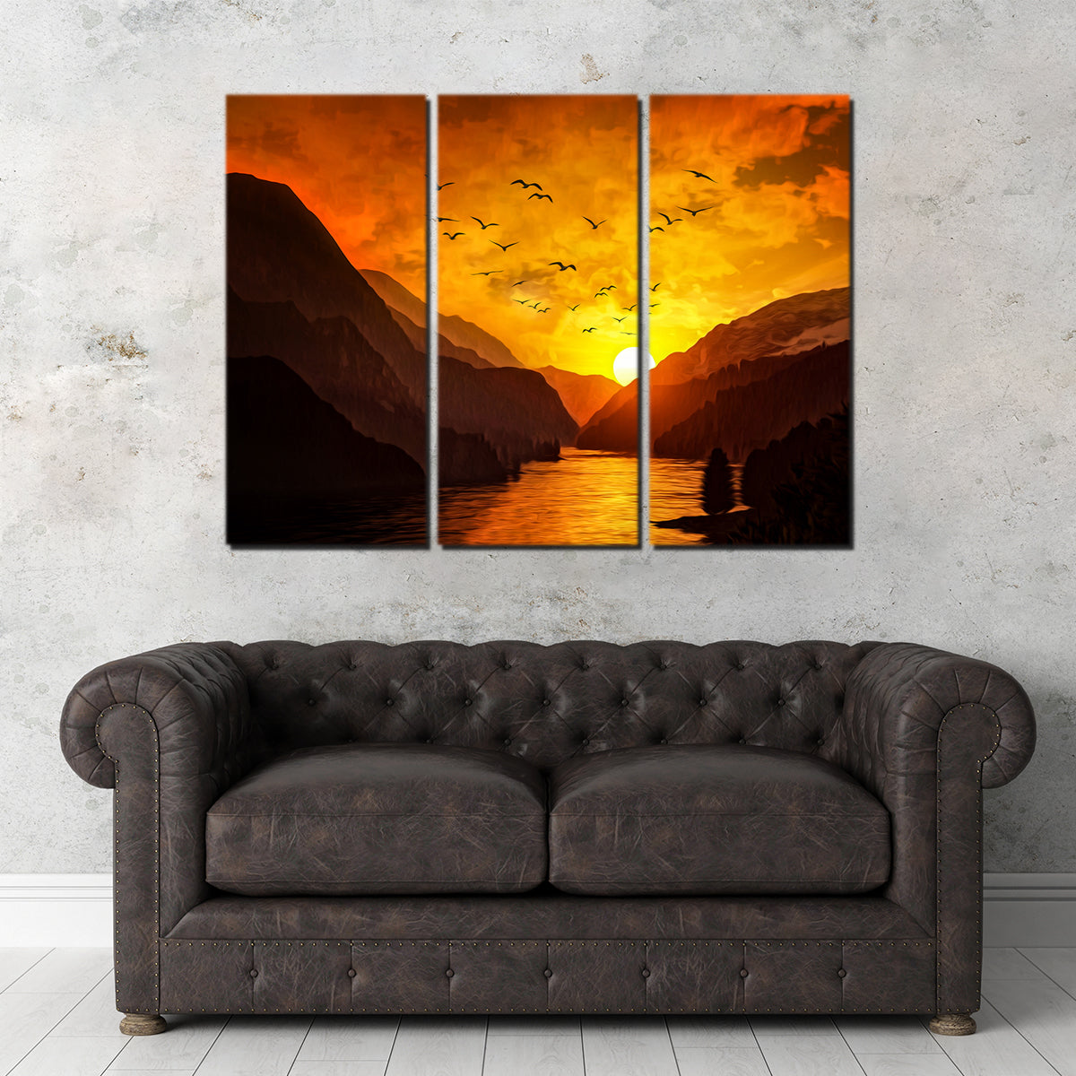 Flock at Sunset Wall Art