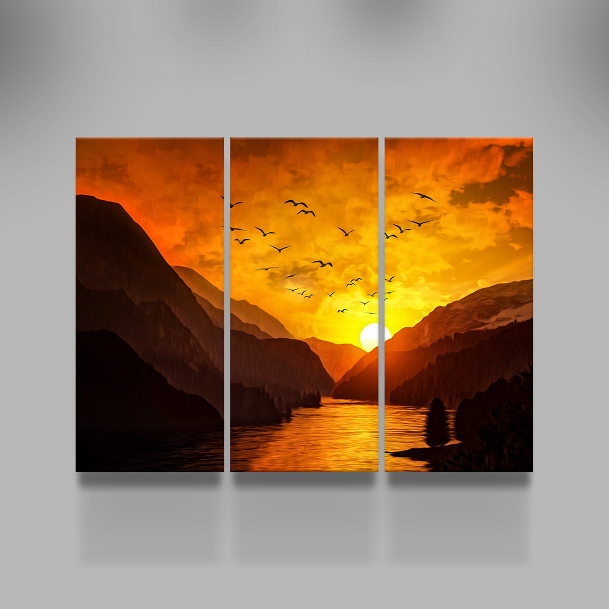 Flock at Sunset Wall Art