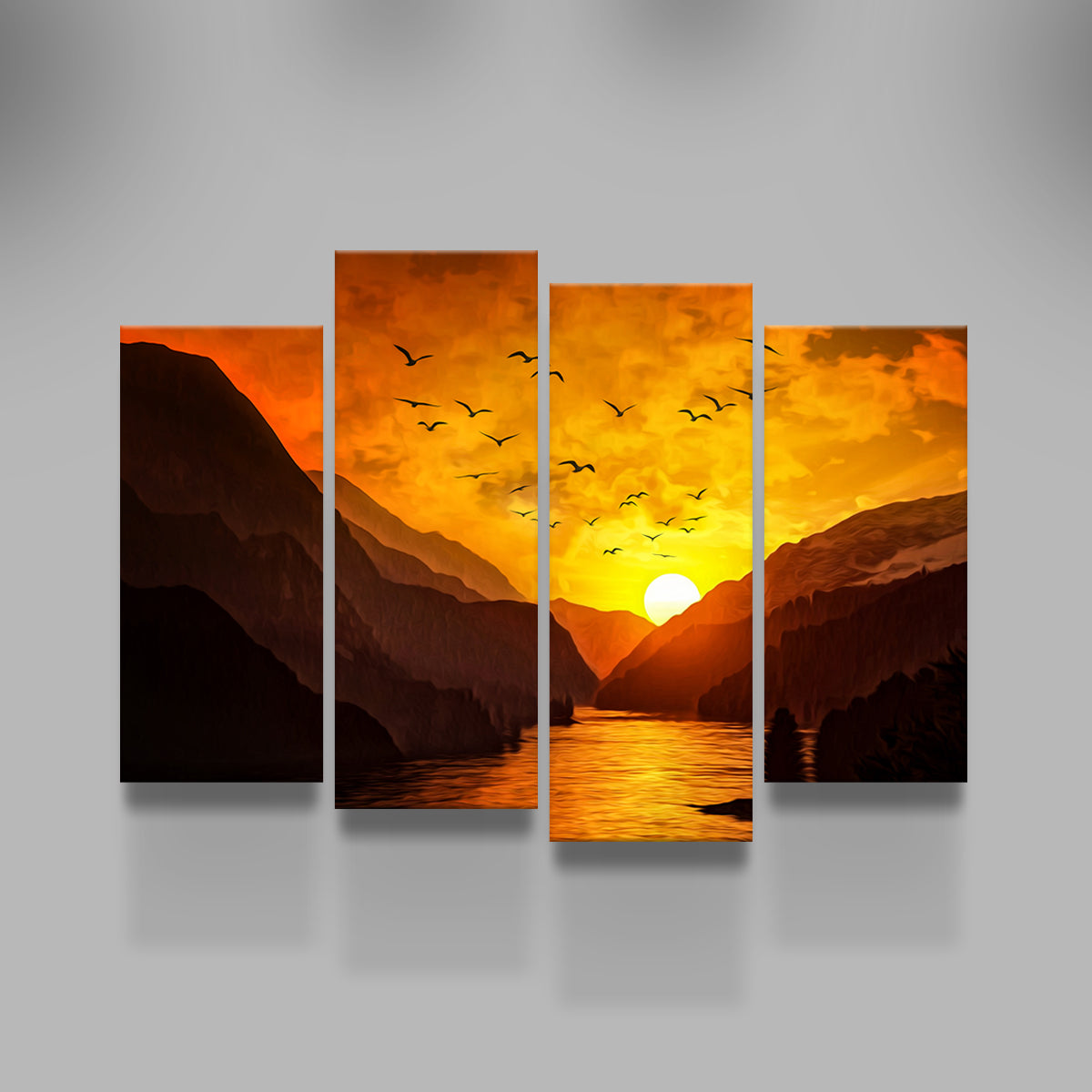 Flock at Sunset Wall Art