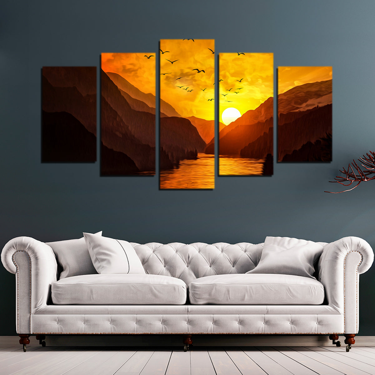 Flock at Sunset Wall Art