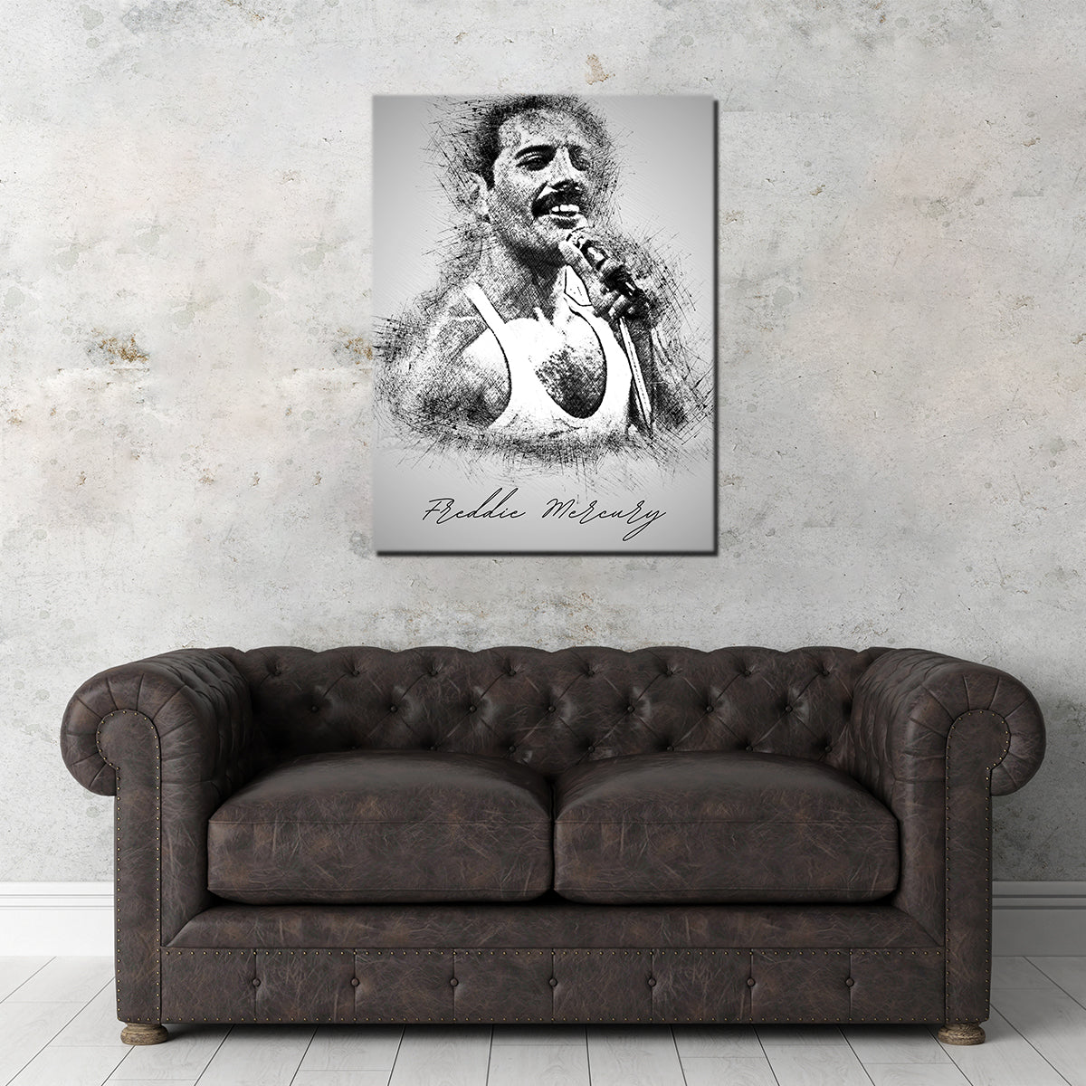 Freddie Mercury with mic Wall Art