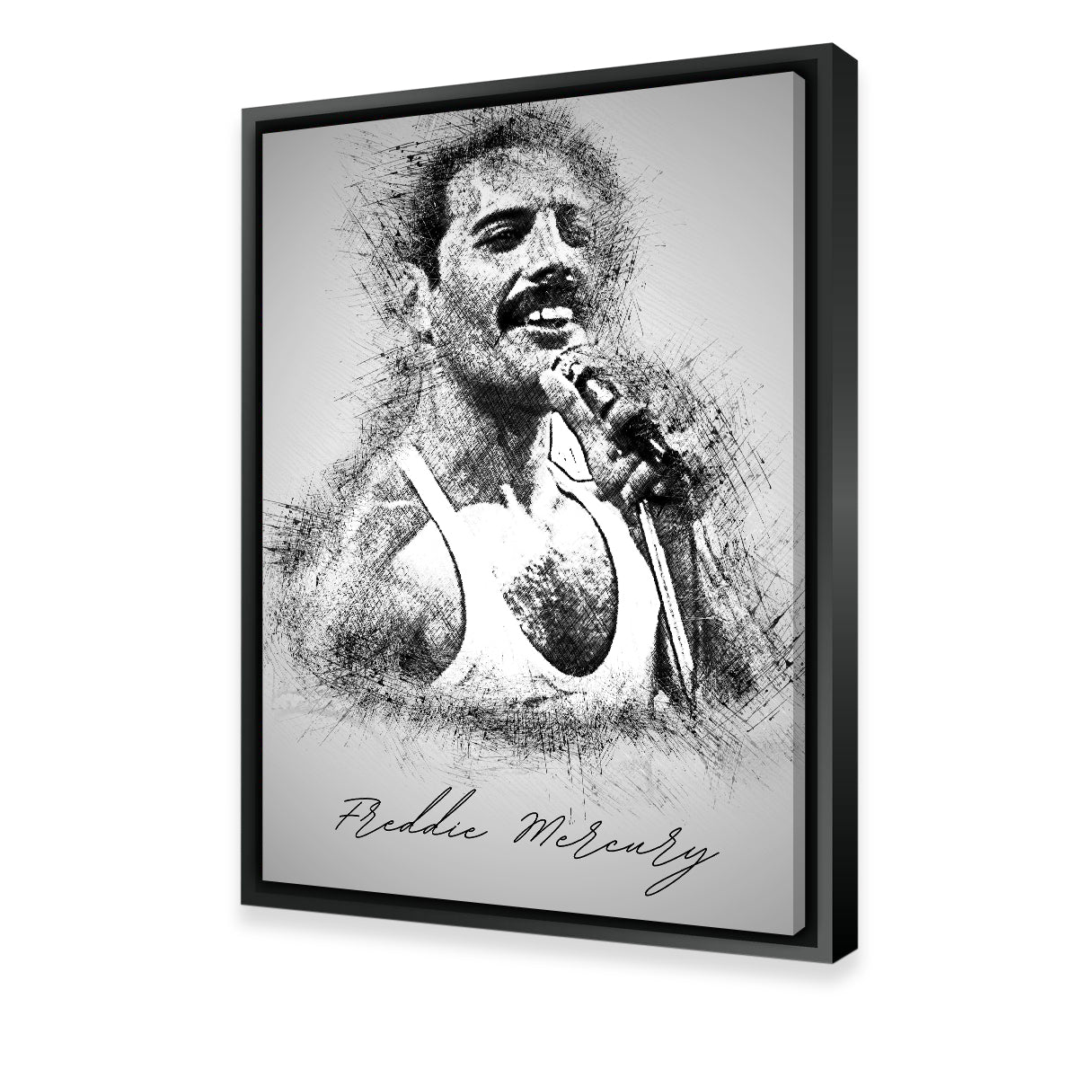 Freddie Mercury with mic Wall Art