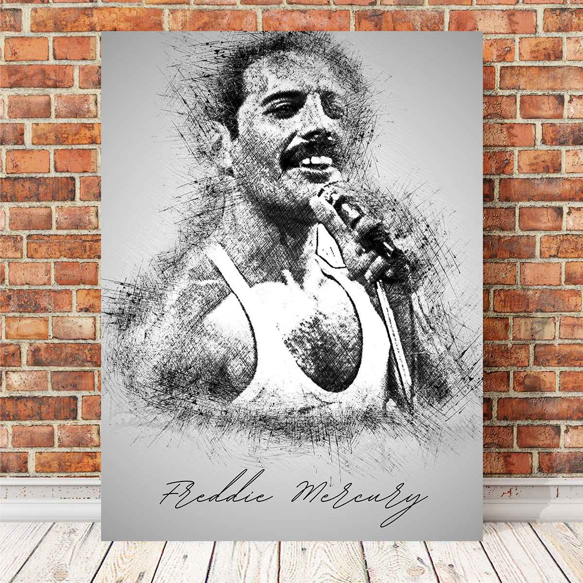 Freddie Mercury with mic Wall Art