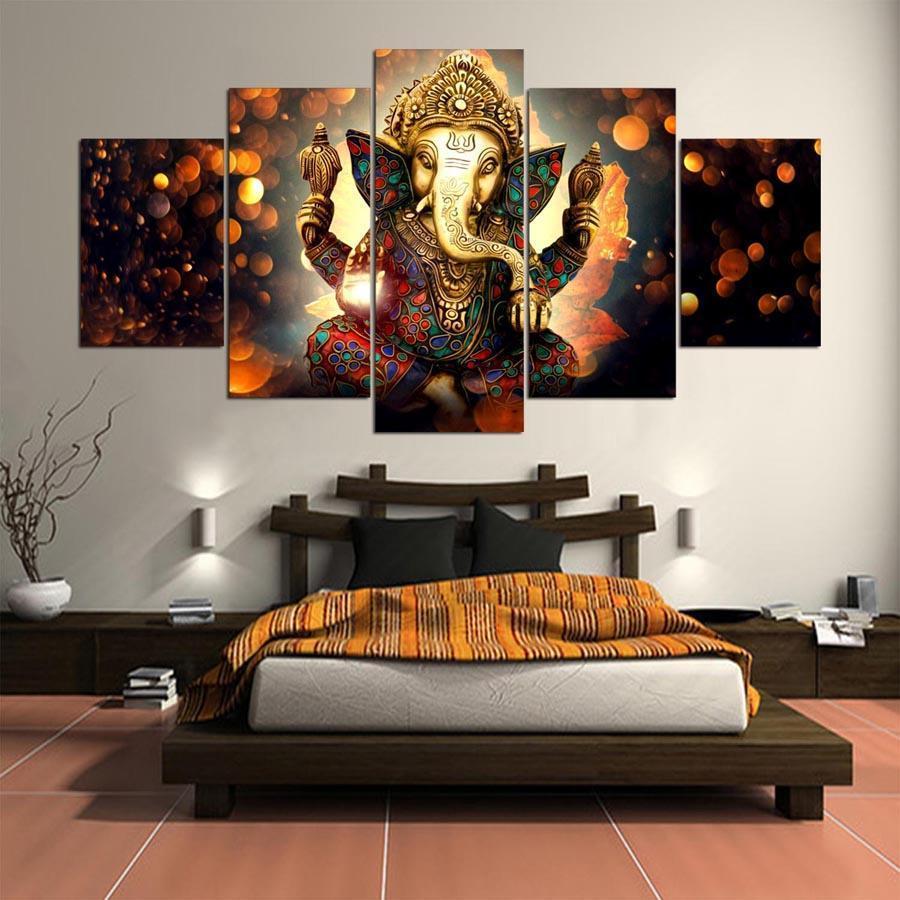 Ganesha Deity 5 Piece Canvas Set