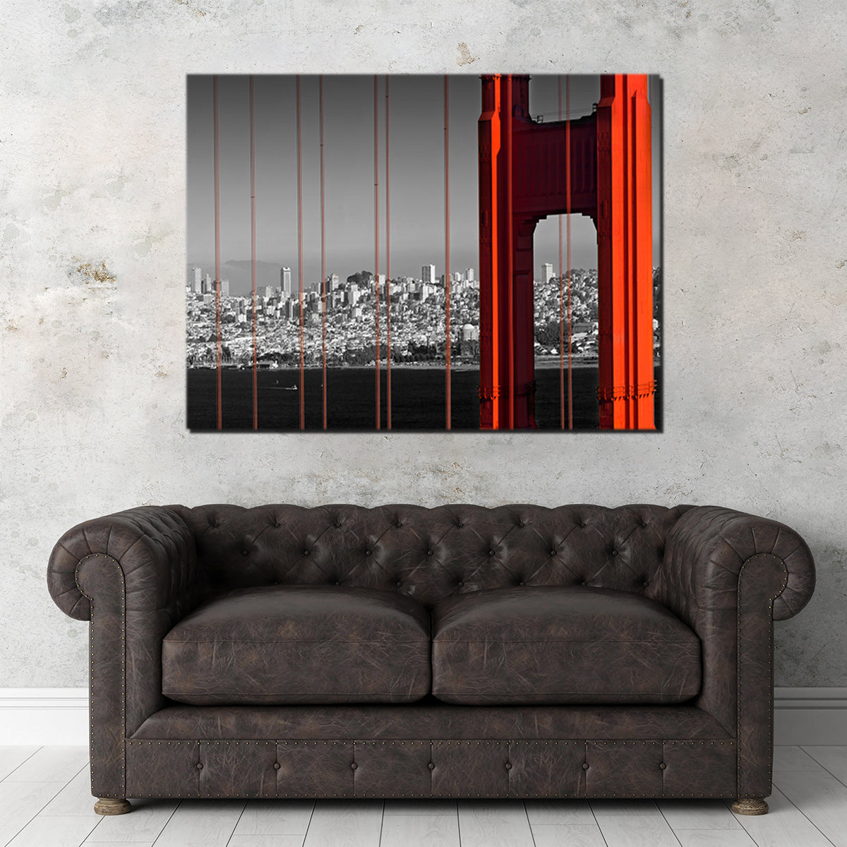 Golden Gate Bridge - Panoramic Downtown View Wall Art