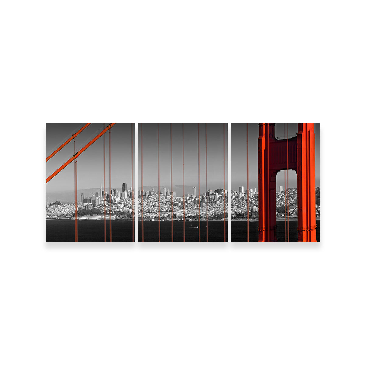 Golden Gate Bridge - Panoramic Downtown View Wall Art