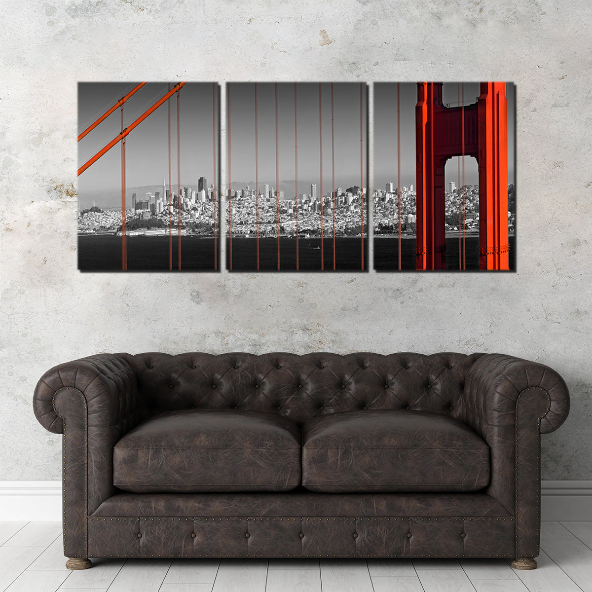 Golden Gate Bridge - Panoramic Downtown View Wall Art
