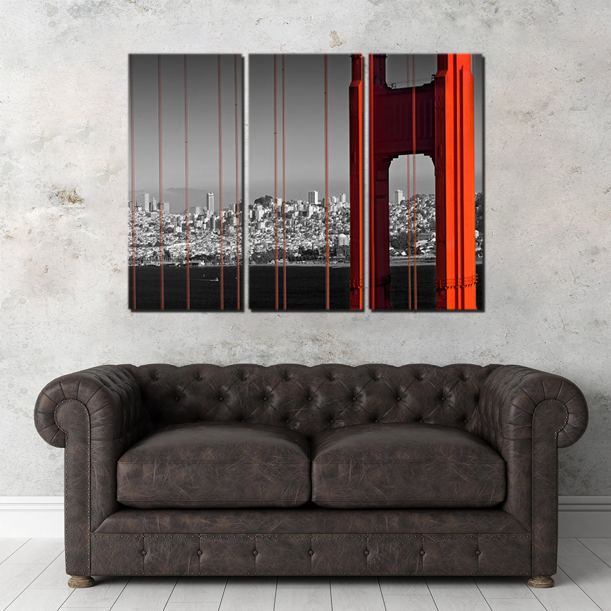 Golden Gate Bridge - Panoramic Downtown View Wall Art