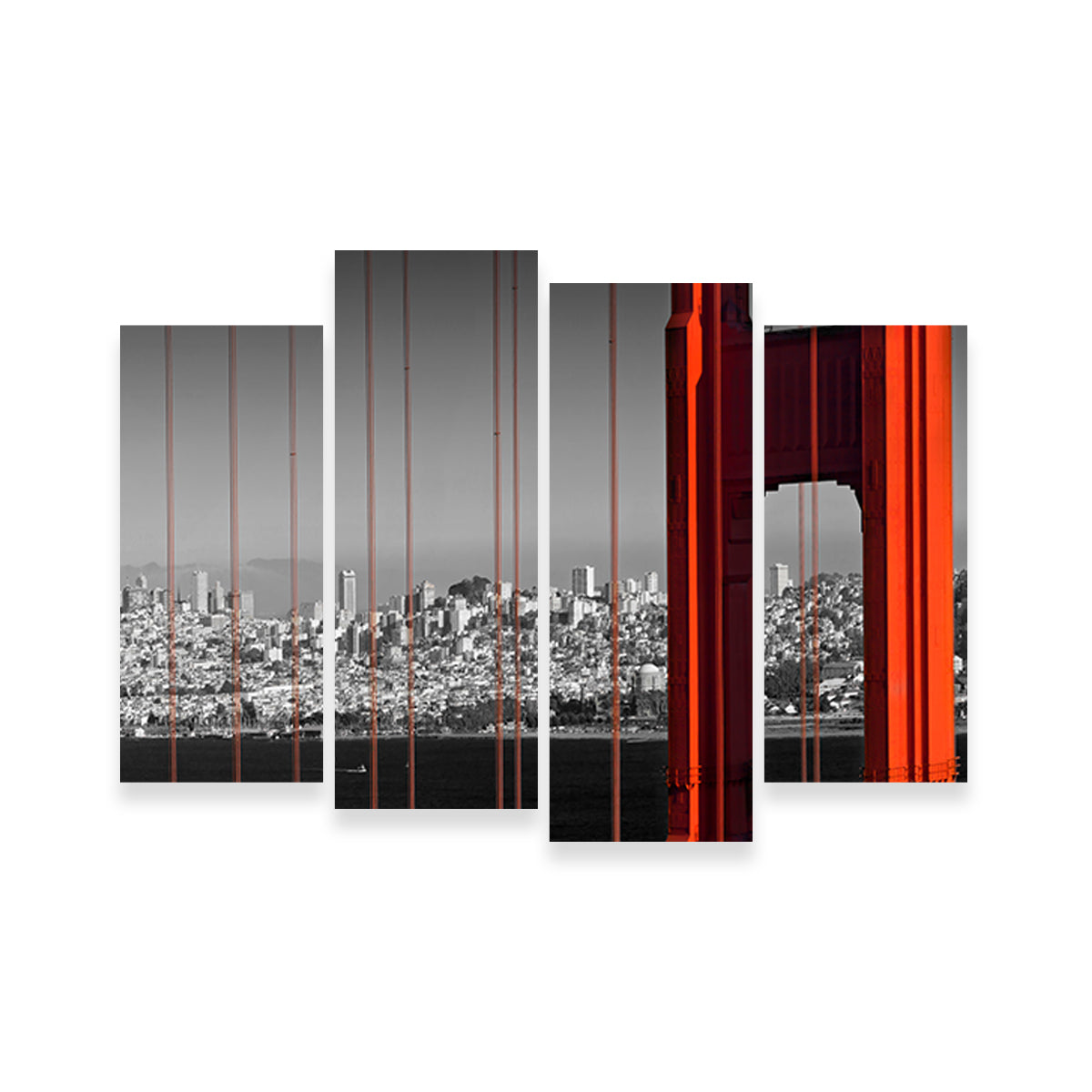 Golden Gate Bridge - Panoramic Downtown View Wall Art