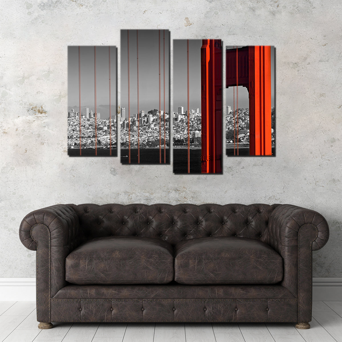 Golden Gate Bridge - Panoramic Downtown View Wall Art