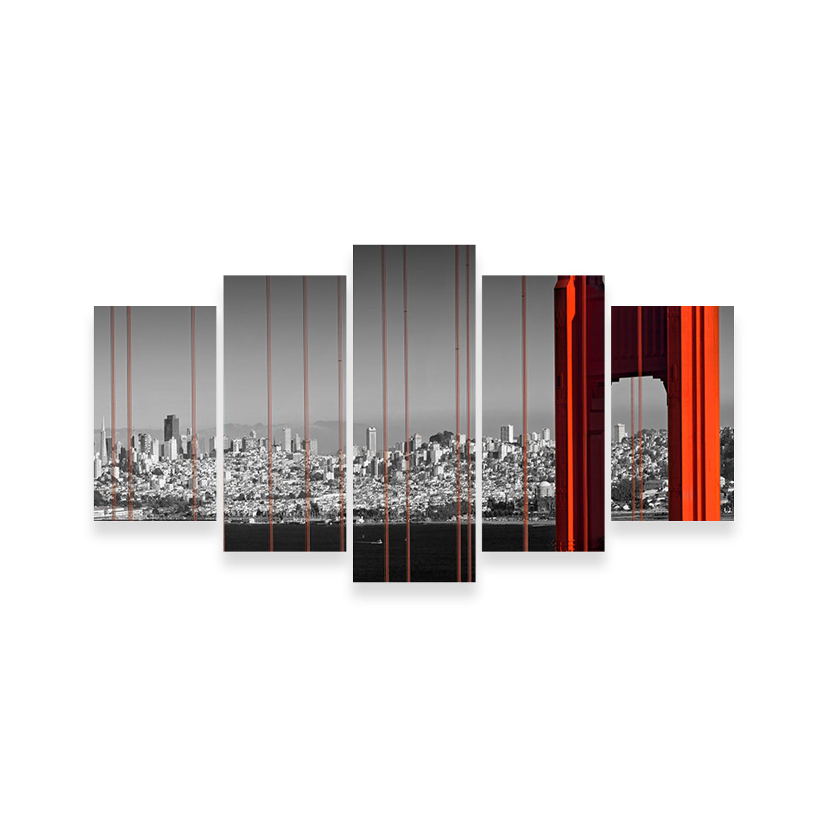 Golden Gate Bridge - Panoramic Downtown View Wall Art
