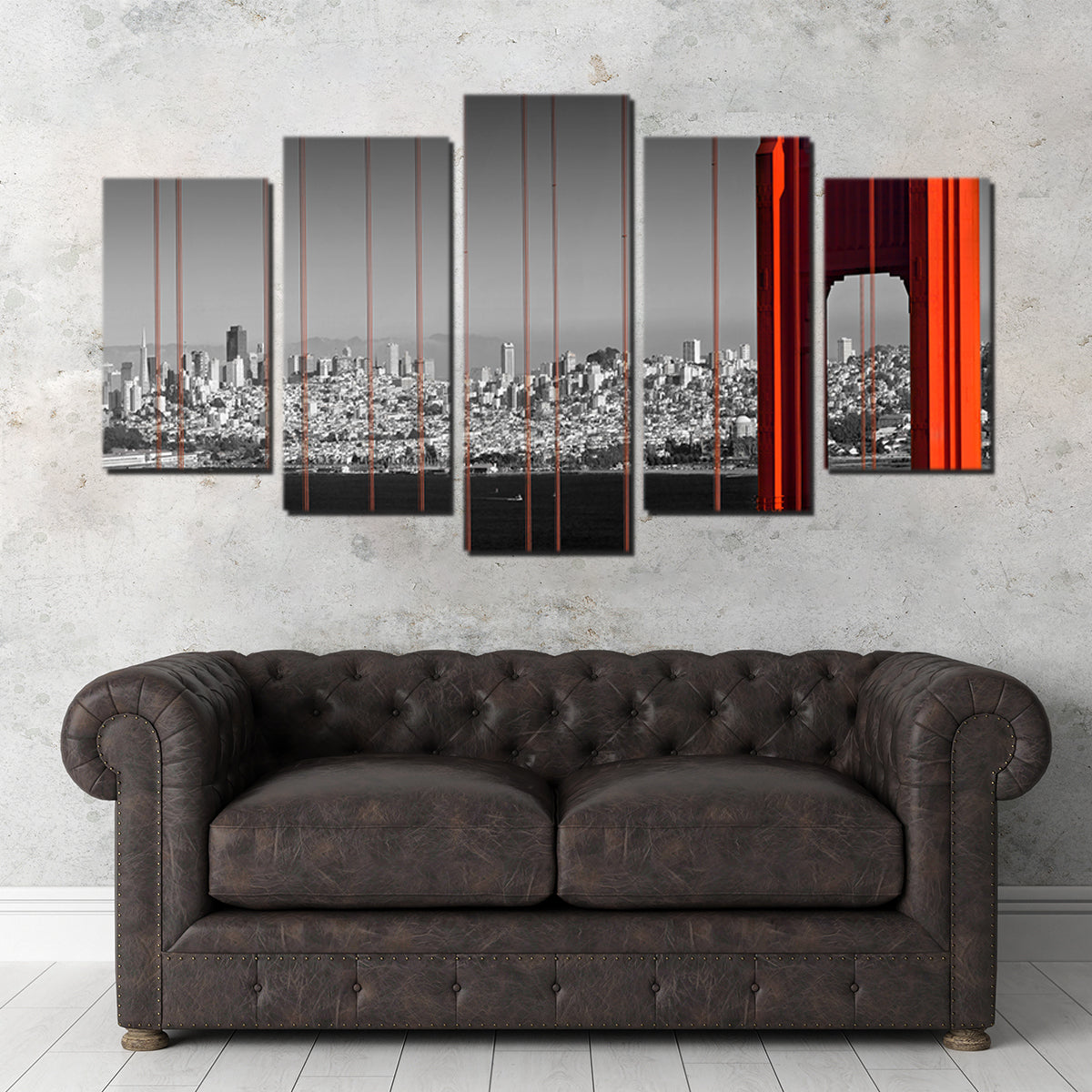 Golden Gate Bridge - Panoramic Downtown View Wall Art