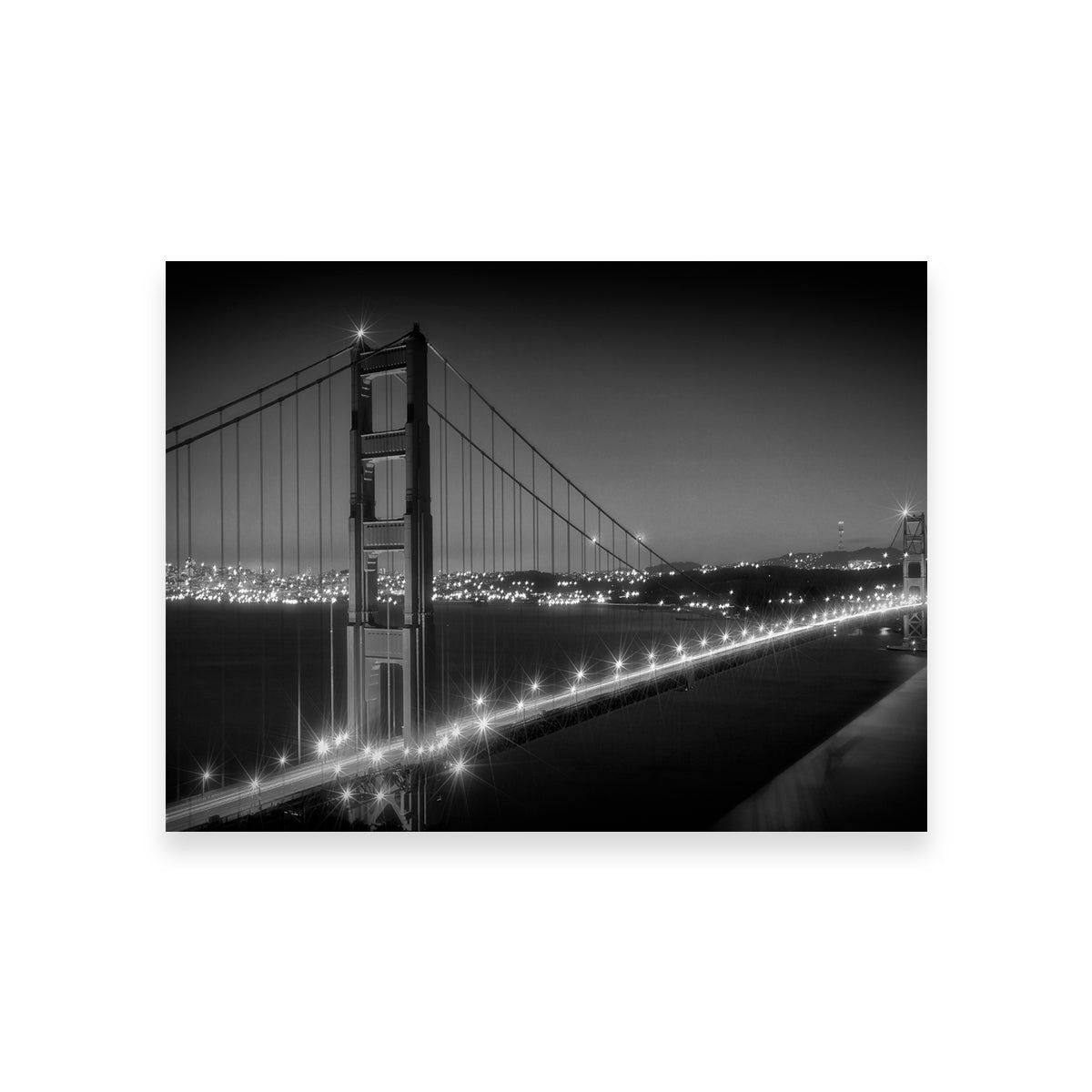 Golden Gate Bridge Monochrome Cityscape Wall Art