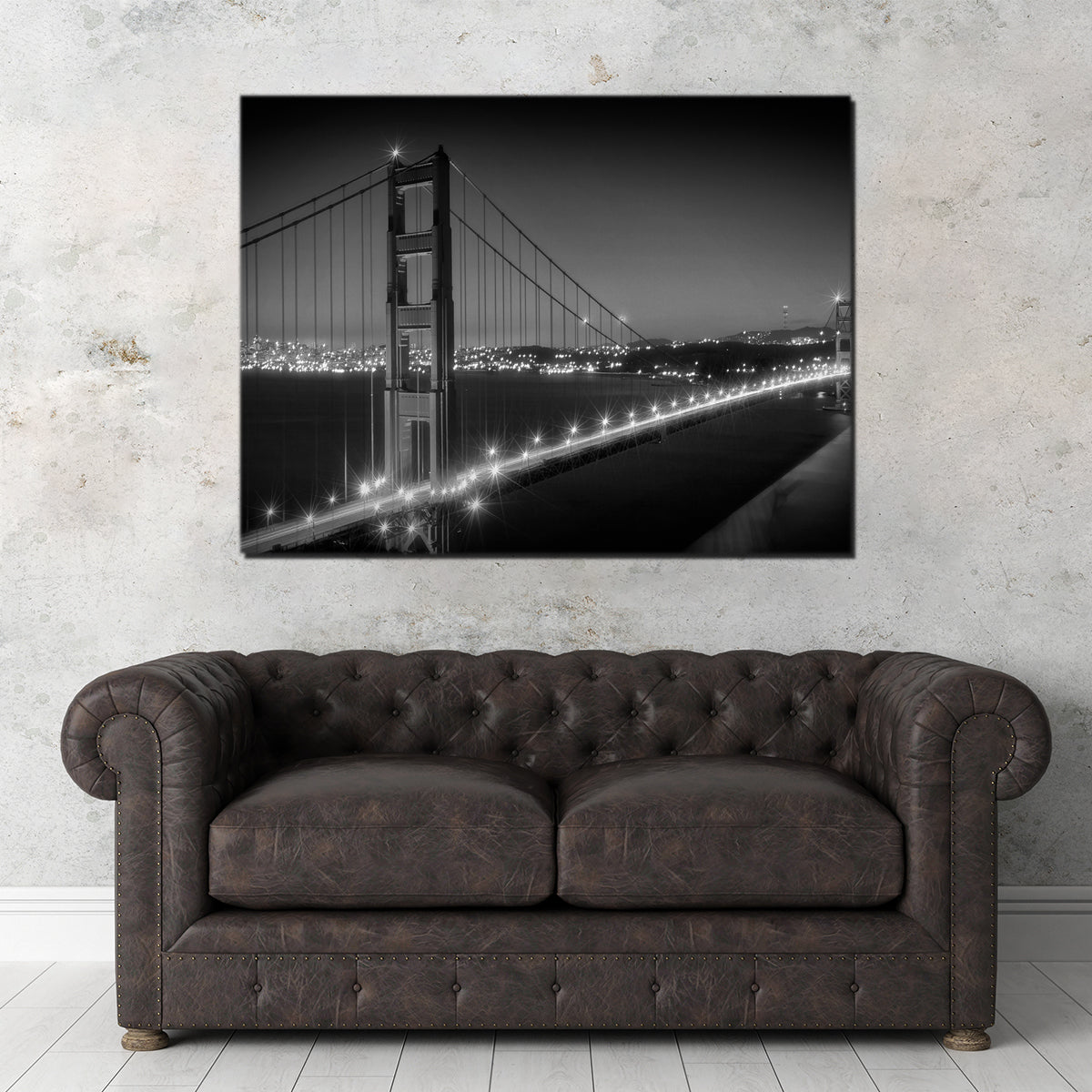Golden Gate Bridge Monochrome Cityscape Wall Art
