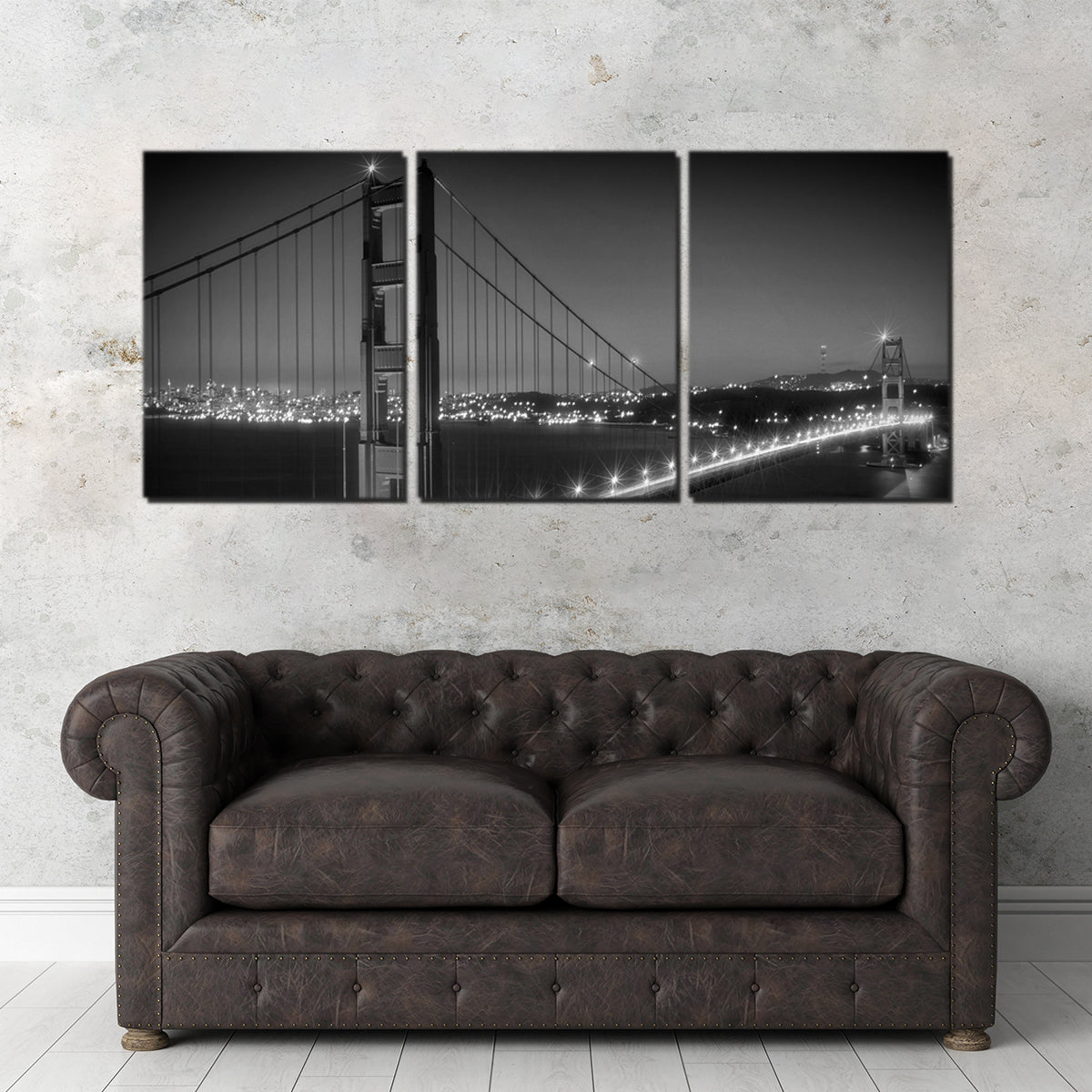 Golden Gate Bridge Monochrome Cityscape Wall Art