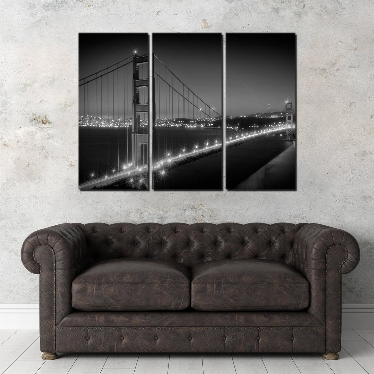 Golden Gate Bridge Monochrome Cityscape Wall Art