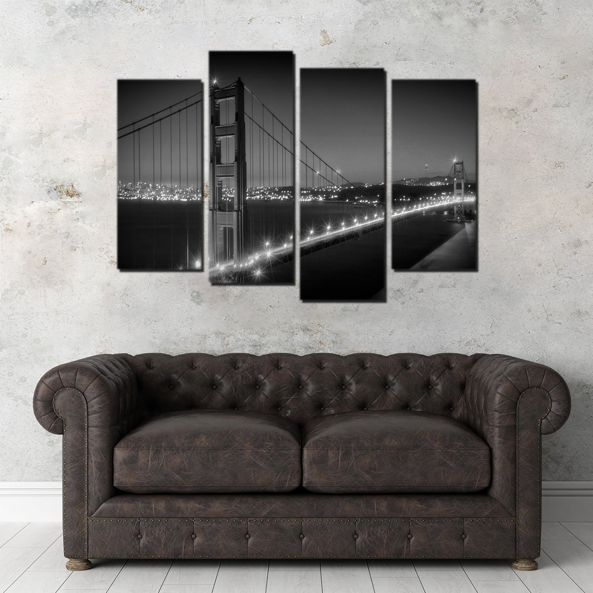 Golden Gate Bridge Monochrome Cityscape Wall Art