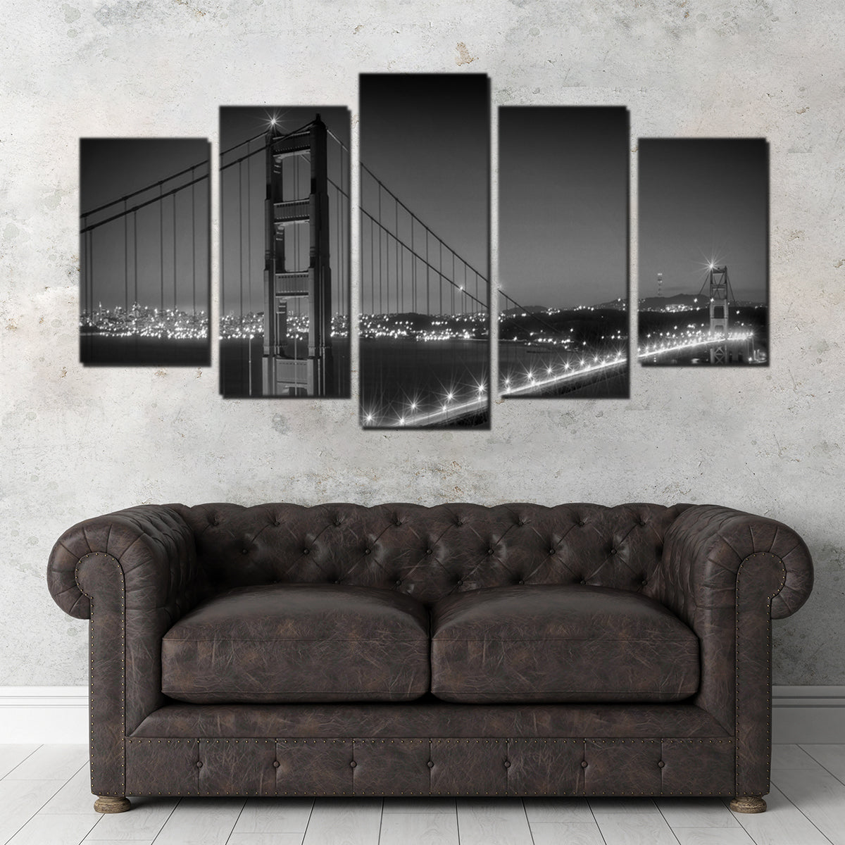 Golden Gate Bridge Monochrome Cityscape Wall Art