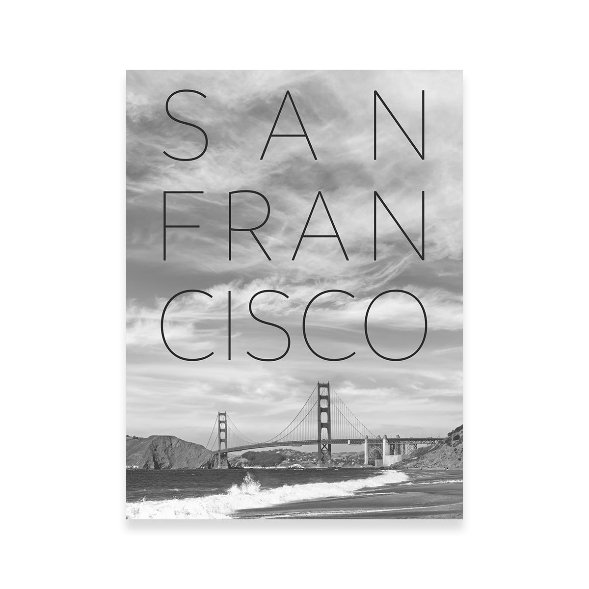 Golden Gate Bridge & Baker Beach Text Wall Art