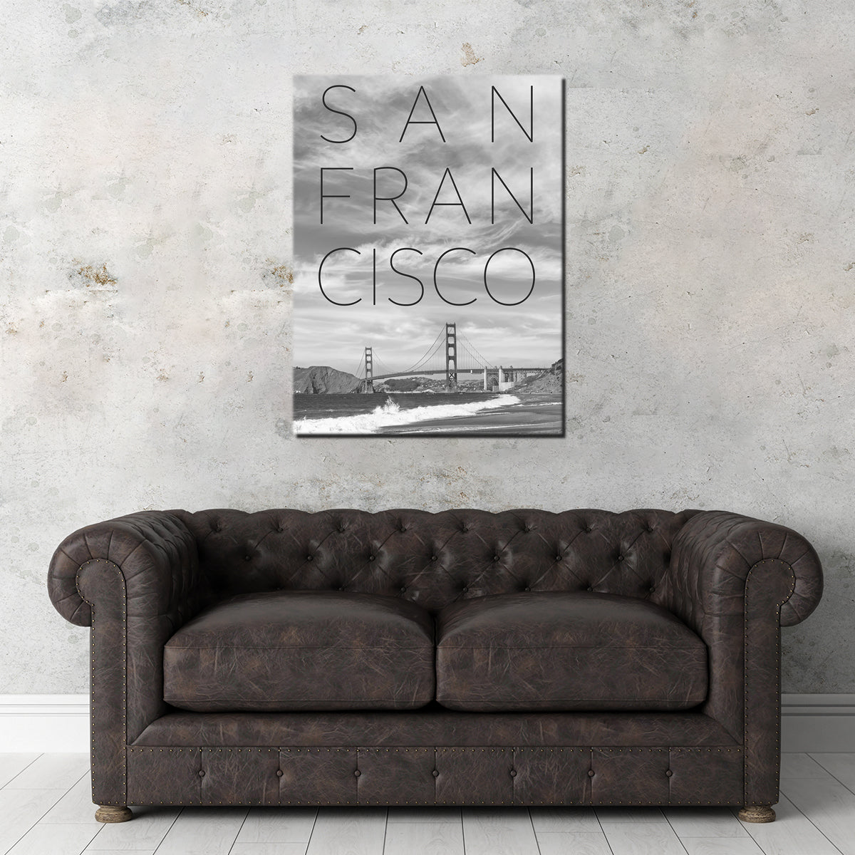 Golden Gate Bridge & Baker Beach Text Wall Art