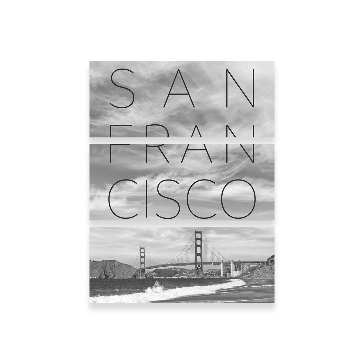 Golden Gate Bridge & Baker Beach Text Wall Art