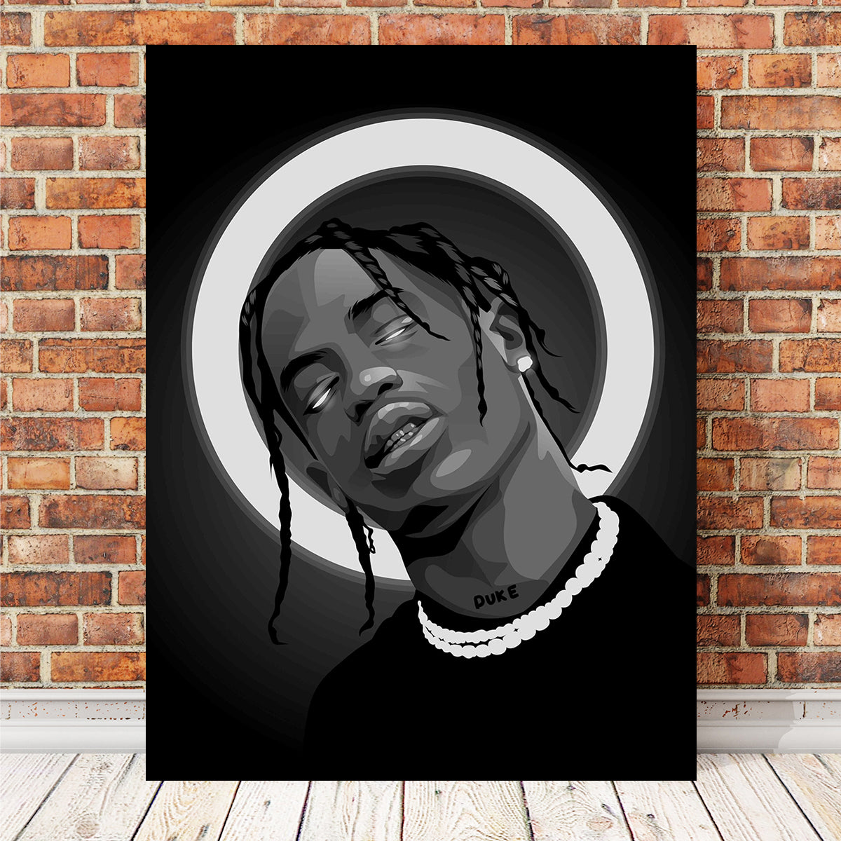 Grayscale Travis Scott Wall Art