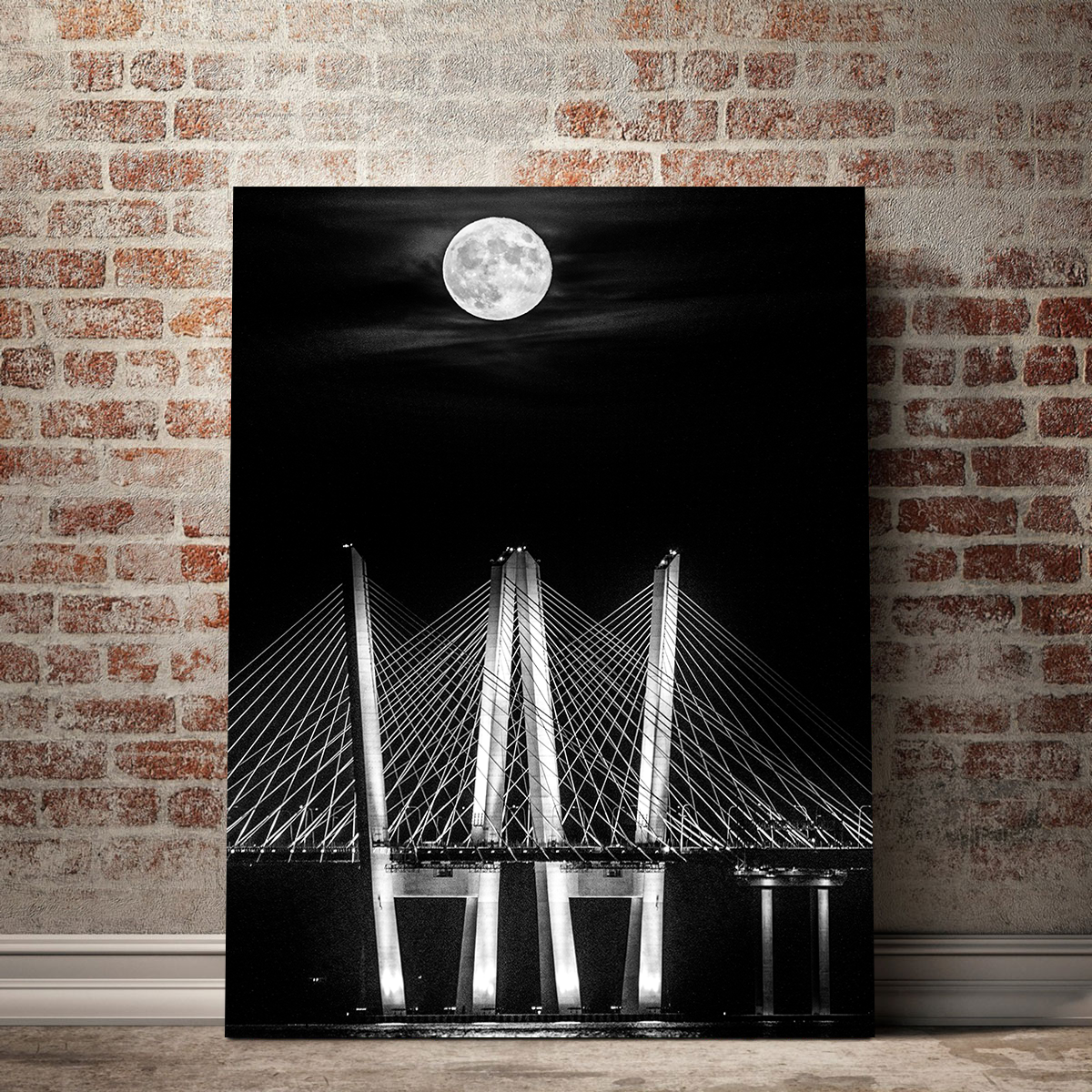 Grayscale Buck Moon Rising Wall Art