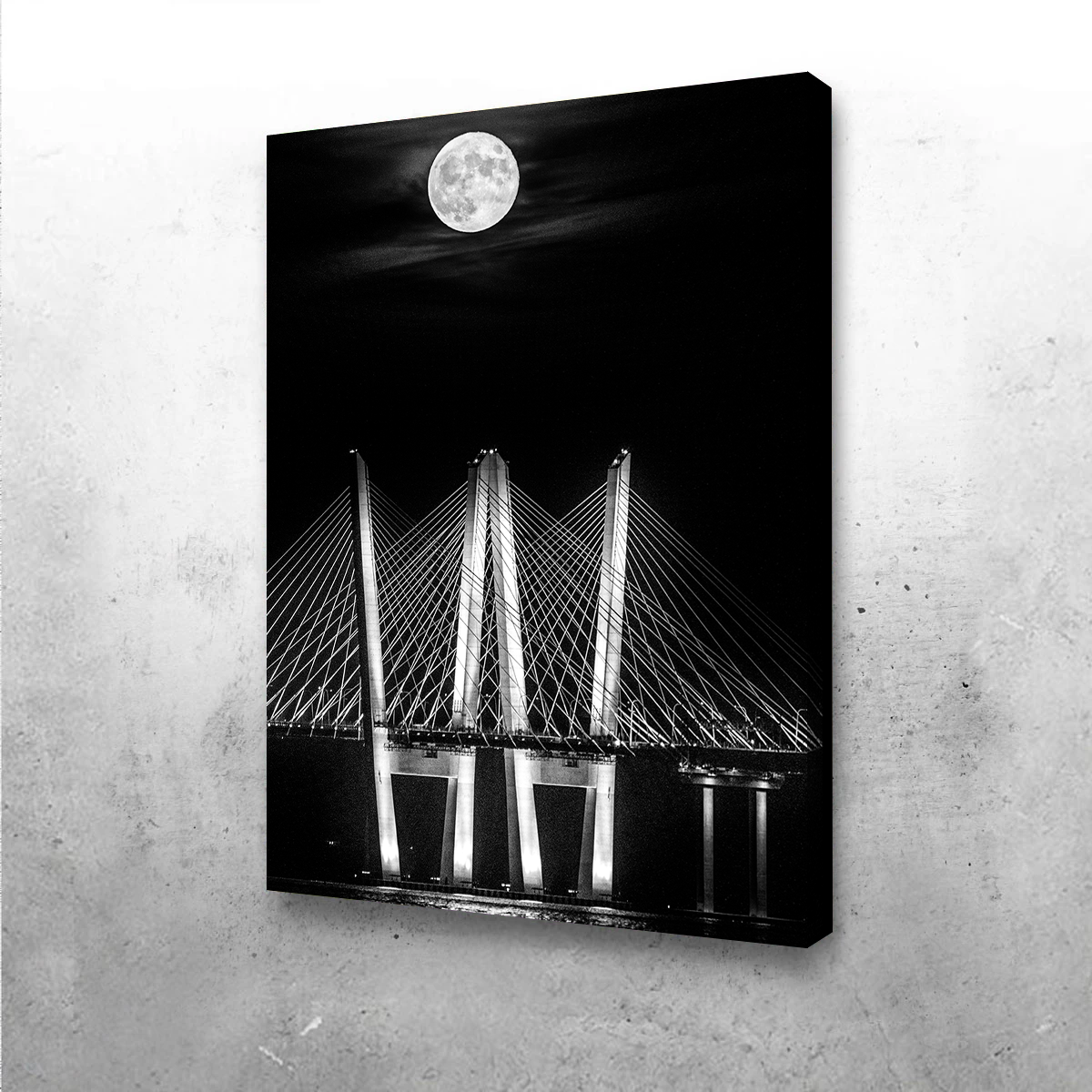 Grayscale Buck Moon Rising Wall Art