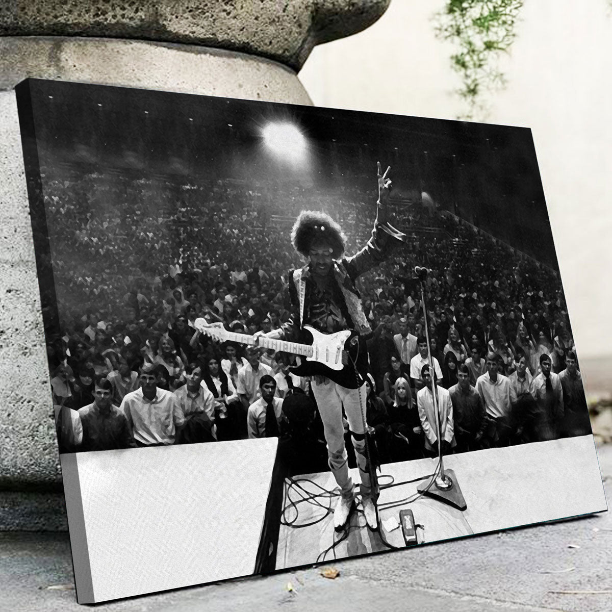 Jimi Hendrix Black and White Canvas Wall Art