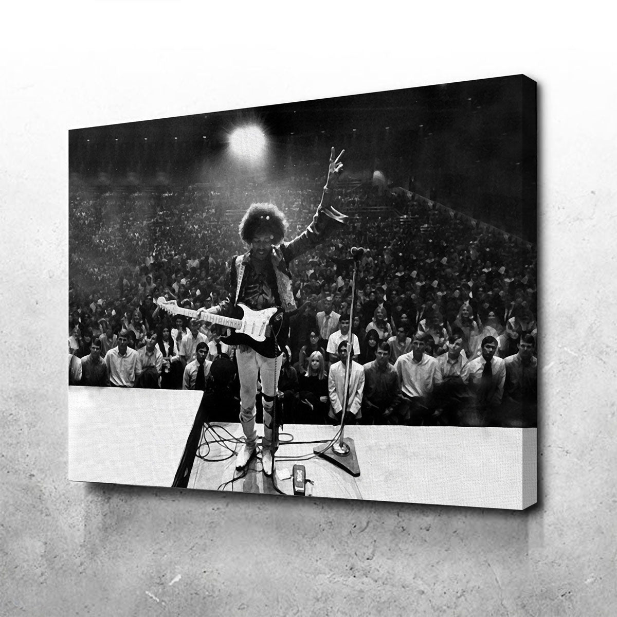 Jimi Hendrix Black and White Canvas Wall Art