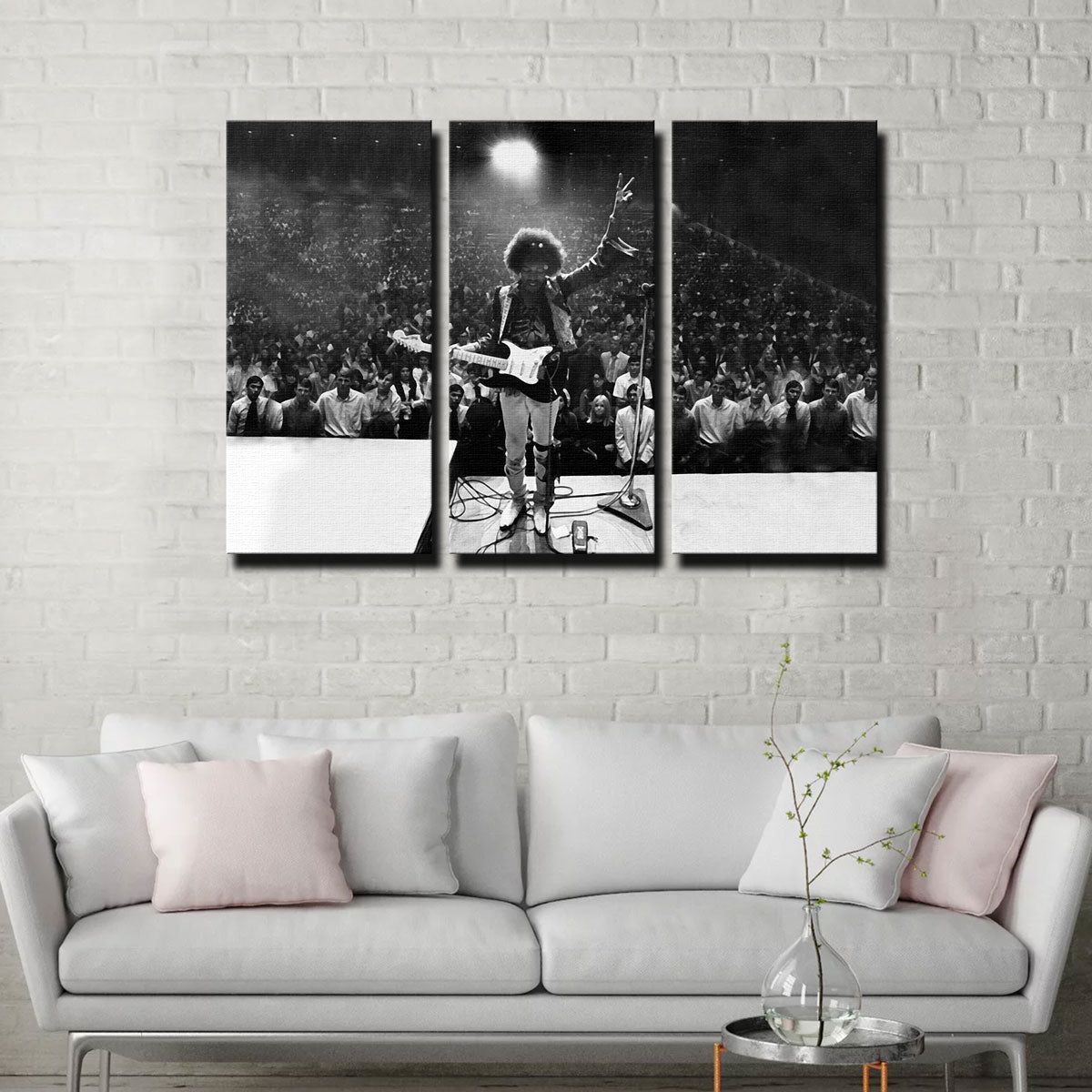 Jimi Hendrix Black and White Canvas Wall Art