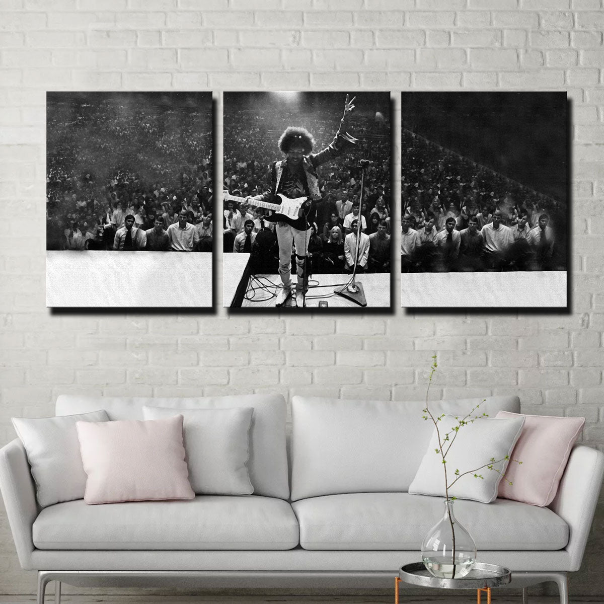 Jimi Hendrix Black and White Canvas Wall Art