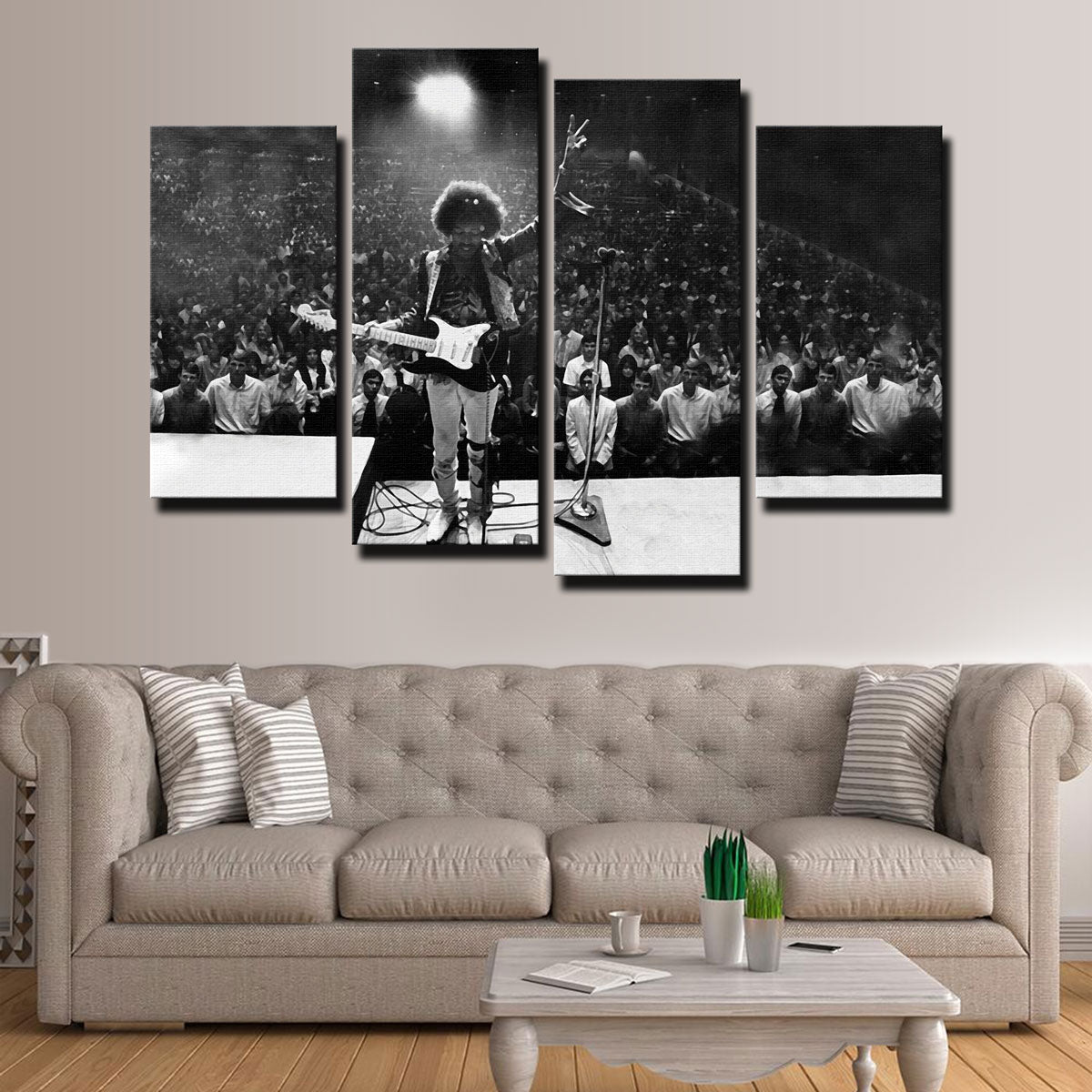 Jimi Hendrix Black and White Canvas Wall Art