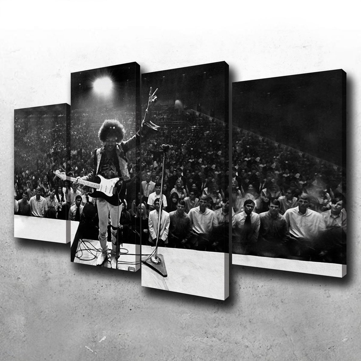 Jimi Hendrix Black and White Canvas Wall Art