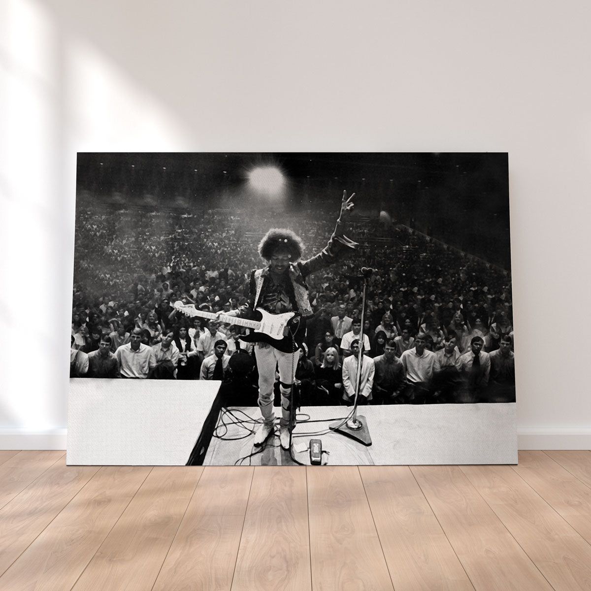 Jimi Hendrix Black and White Canvas Wall Art