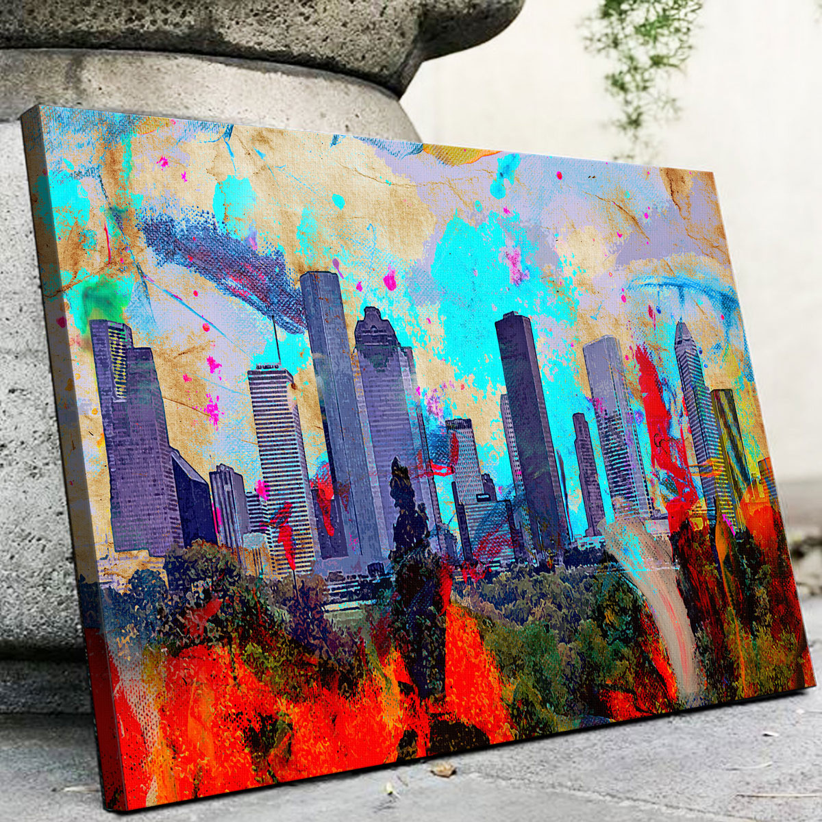 Abstract Houston Skyline Wall Art