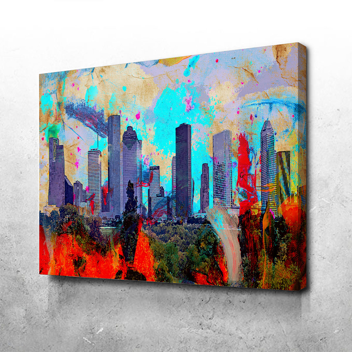 Abstract Houston Skyline Wall Art