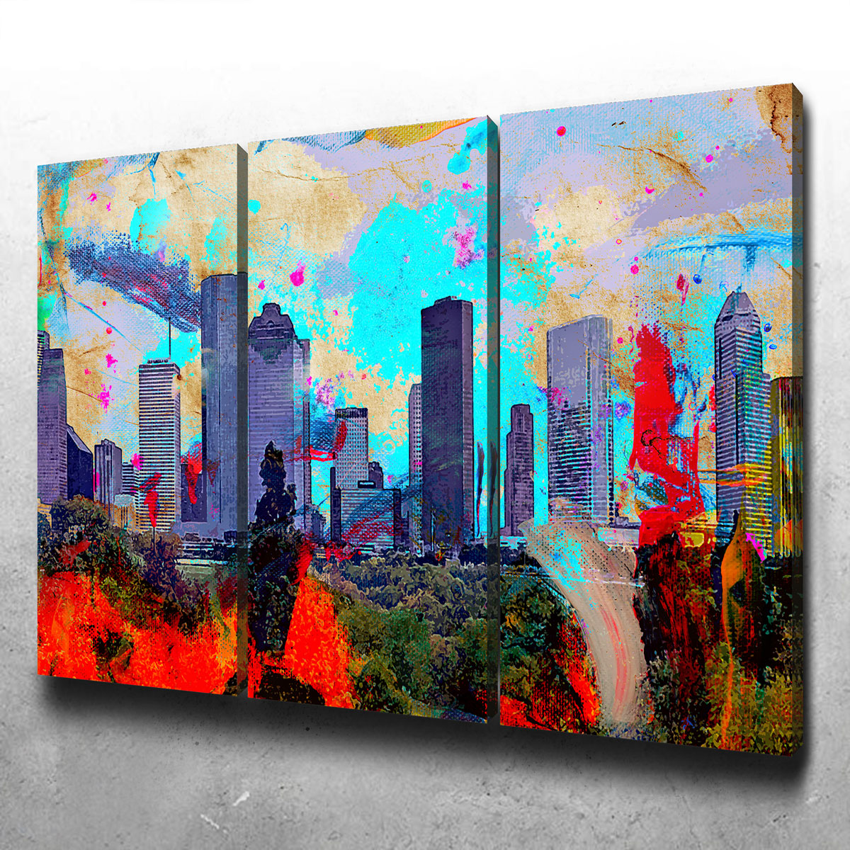 Abstract Houston Skyline Wall Art