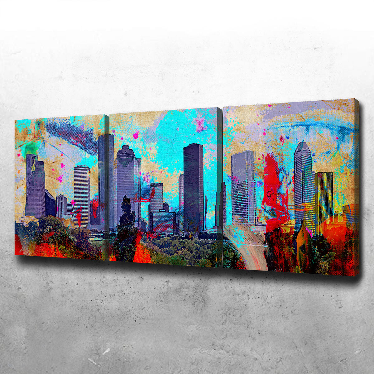 Abstract Houston Skyline Wall Art