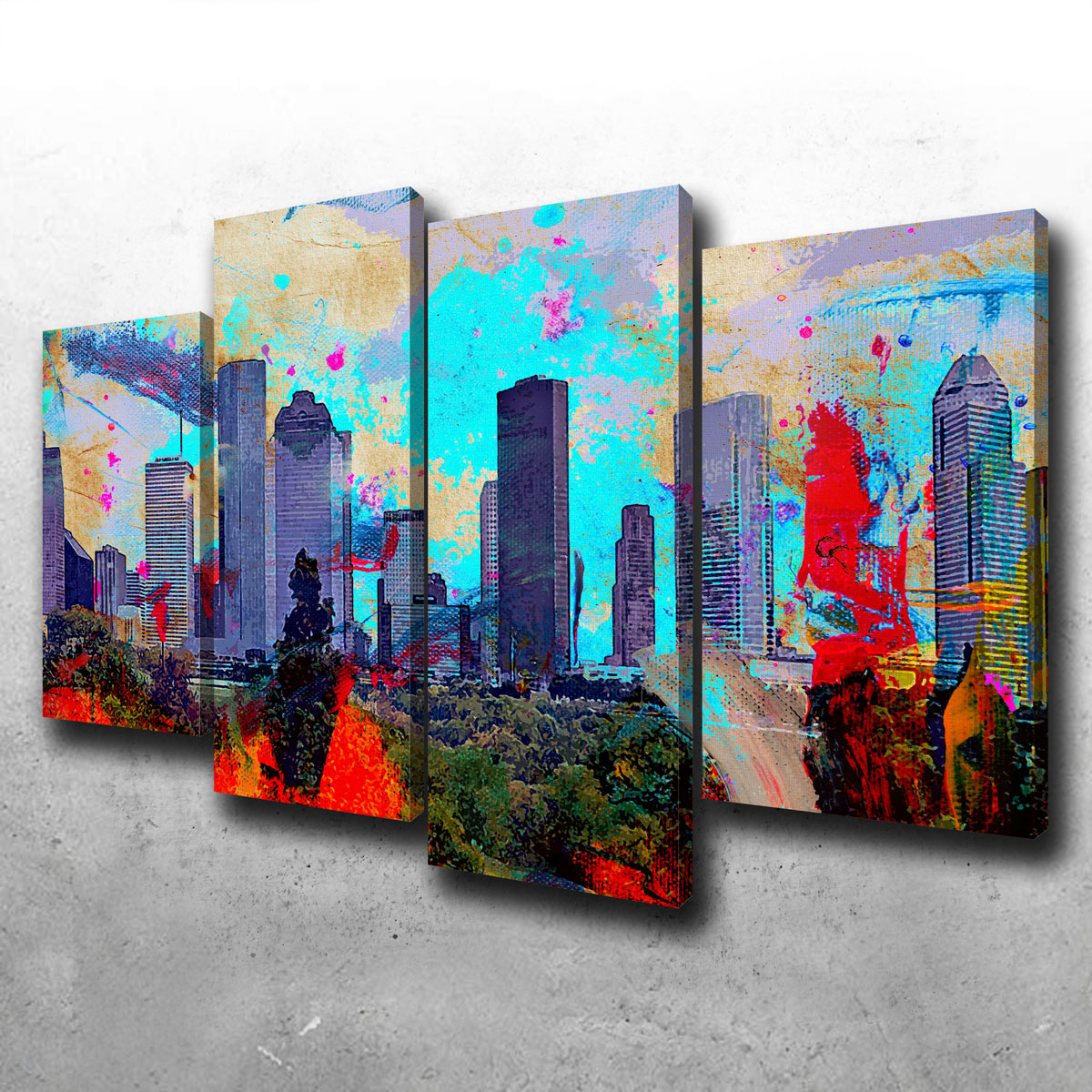 Abstract Houston Skyline Wall Art