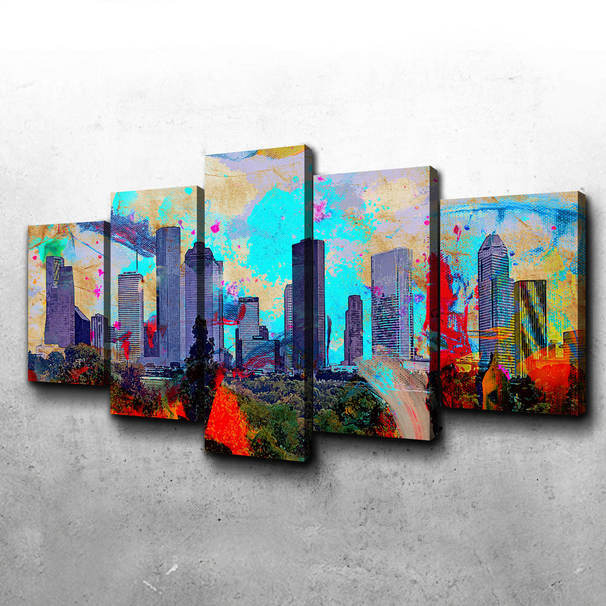 Abstract Houston Skyline Wall Art