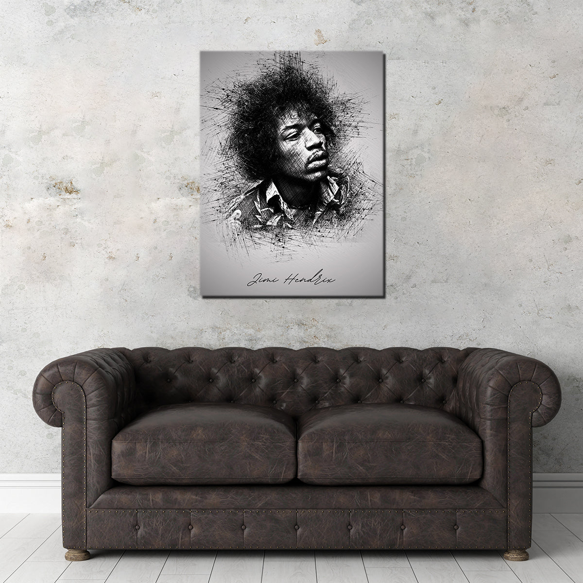 Jimi Hendrix Sketch Wall Art