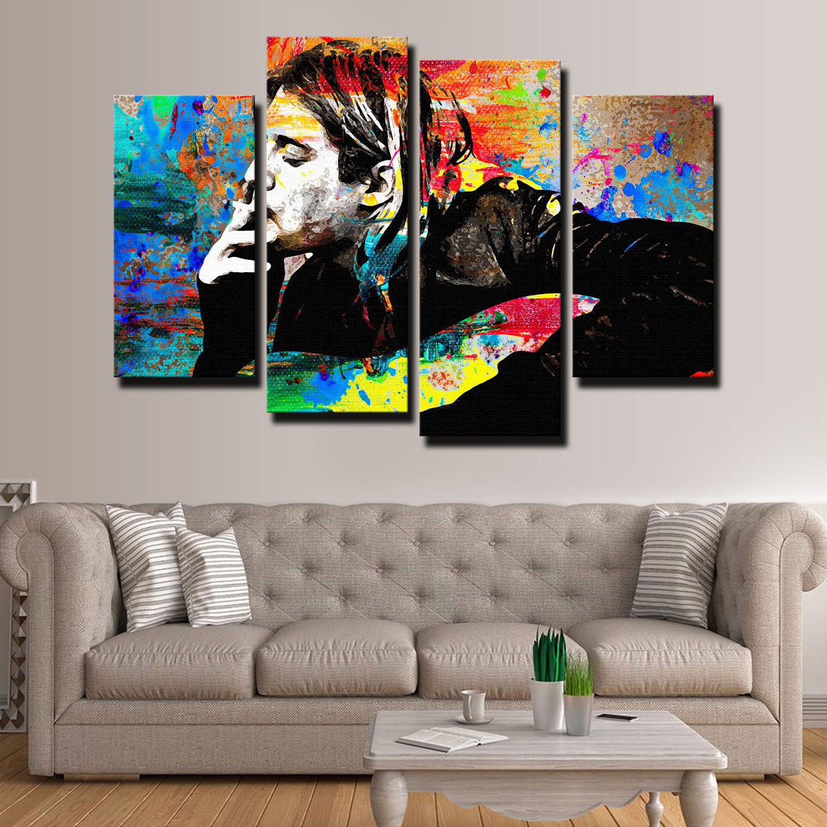 Kurt Cobain Vertical good Framed Premium Gallery Wrap Canvas