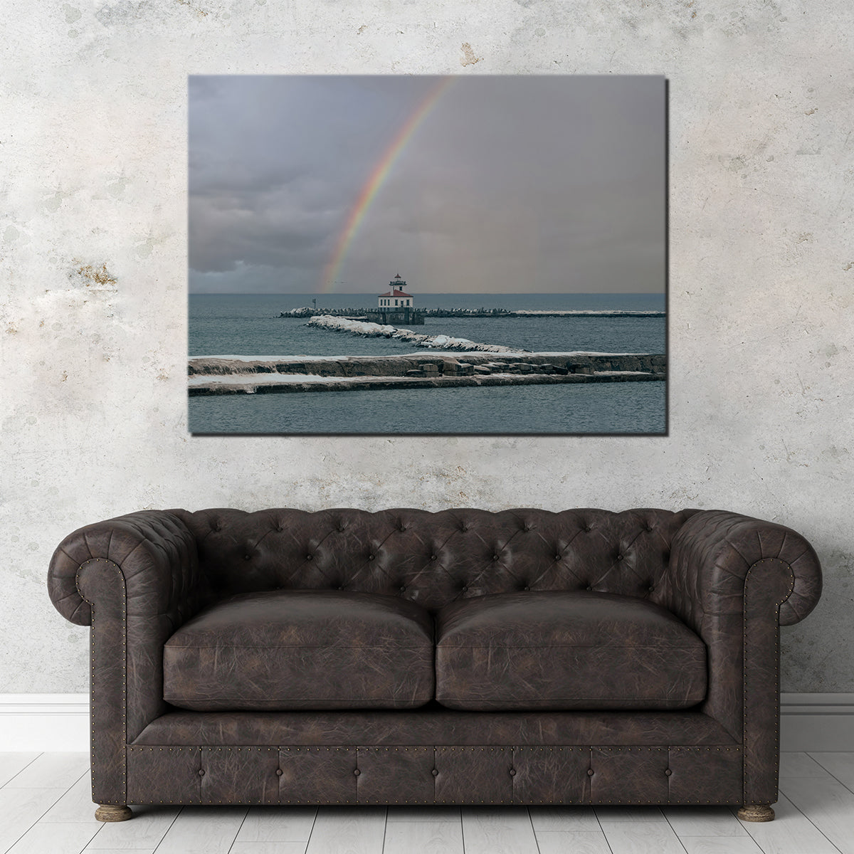 Lighthouse and Rainbow Wall Art