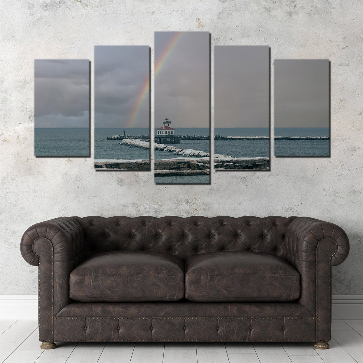 Lighthouse and Rainbow Wall Art