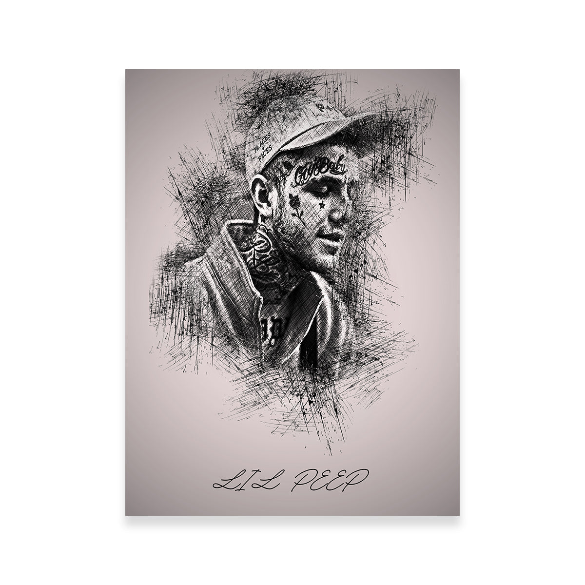 Lil Peep Sketch Wall Art