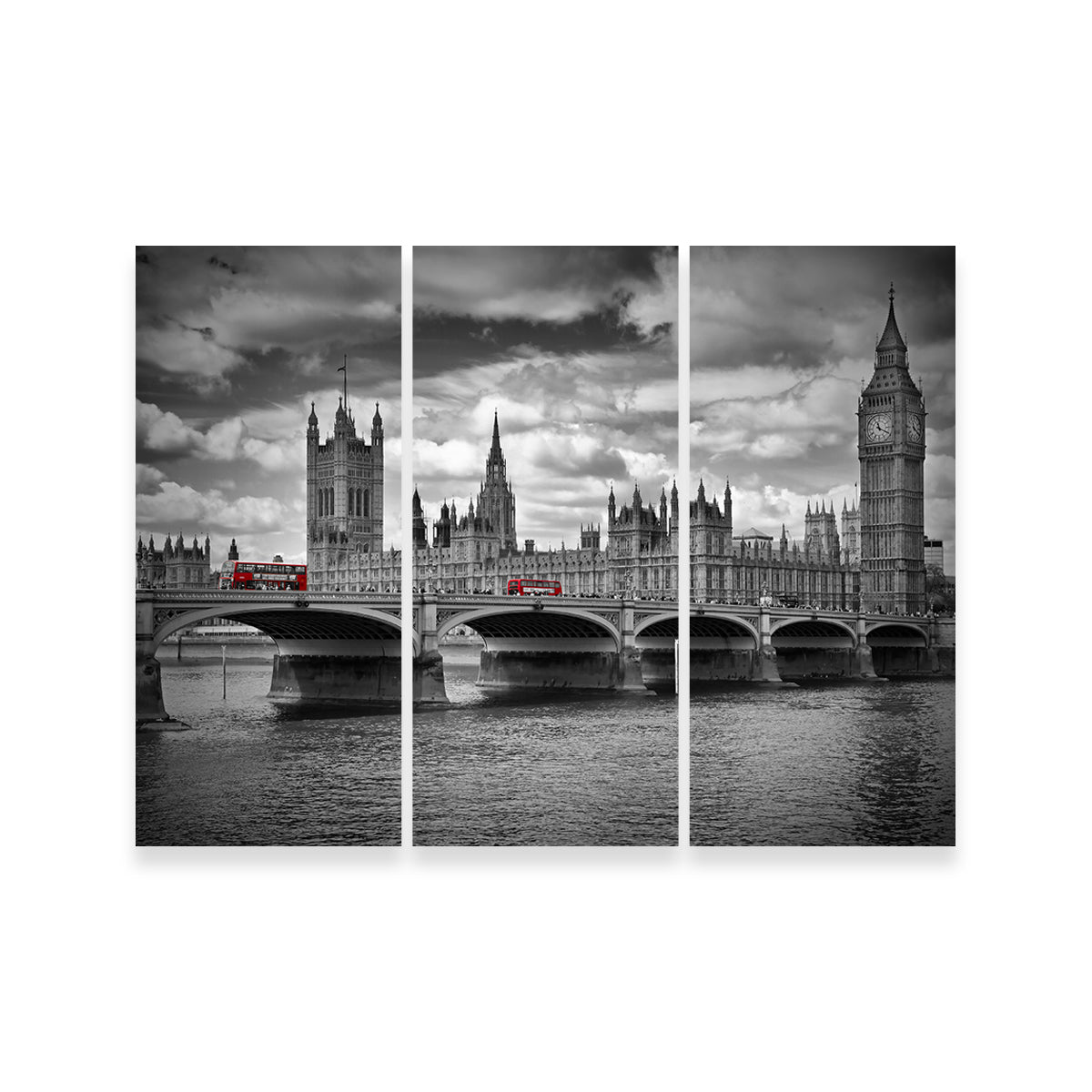 London Houses of Parliament & Red Buses