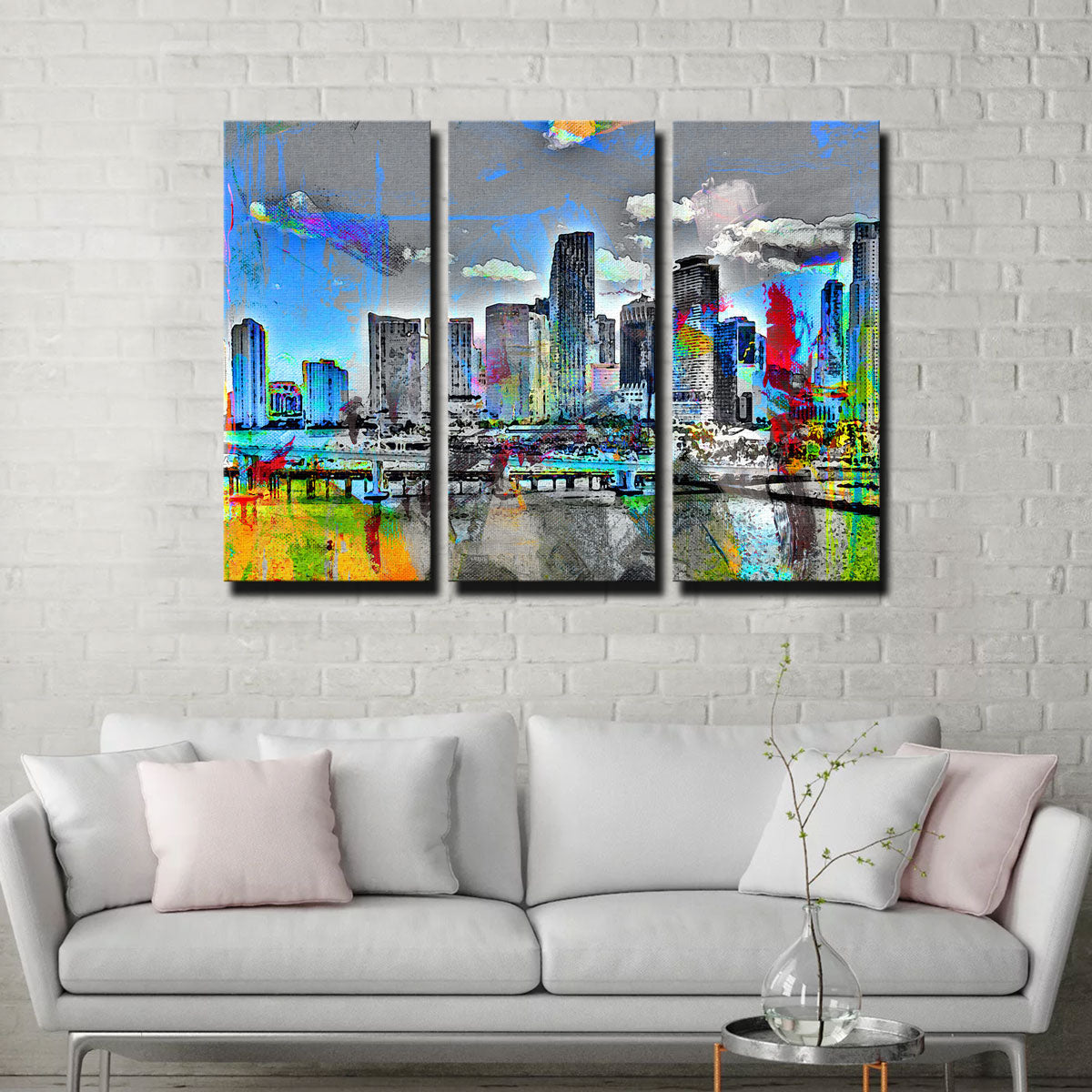 Abstract Miami Skyline Wall Art