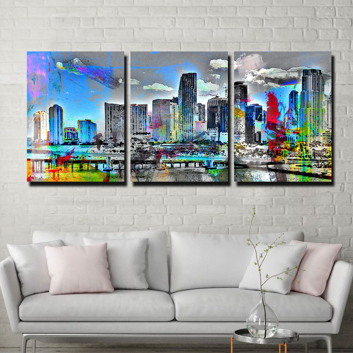 Abstract Miami Skyline Wall Art